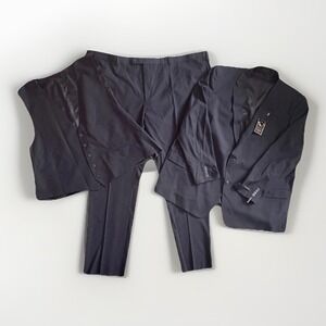 Pierre Loren 3 Piece Suit 62L Jacket 58W Pants Charcoal Vest Big Tall